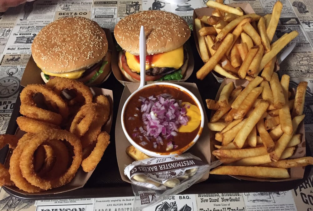 burgers and fries at izzys burger spa lake tahoe