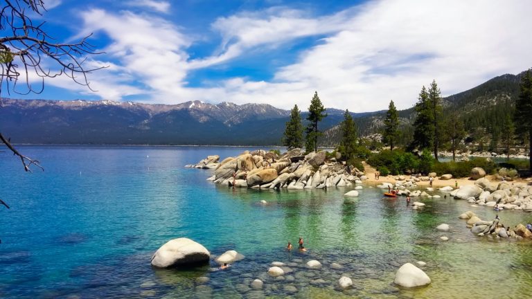 Lake Tahoe Sand Harbor during a hot summer day