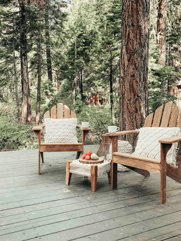 Backyard Adirondack chairs in Lake Tahoe airbnb