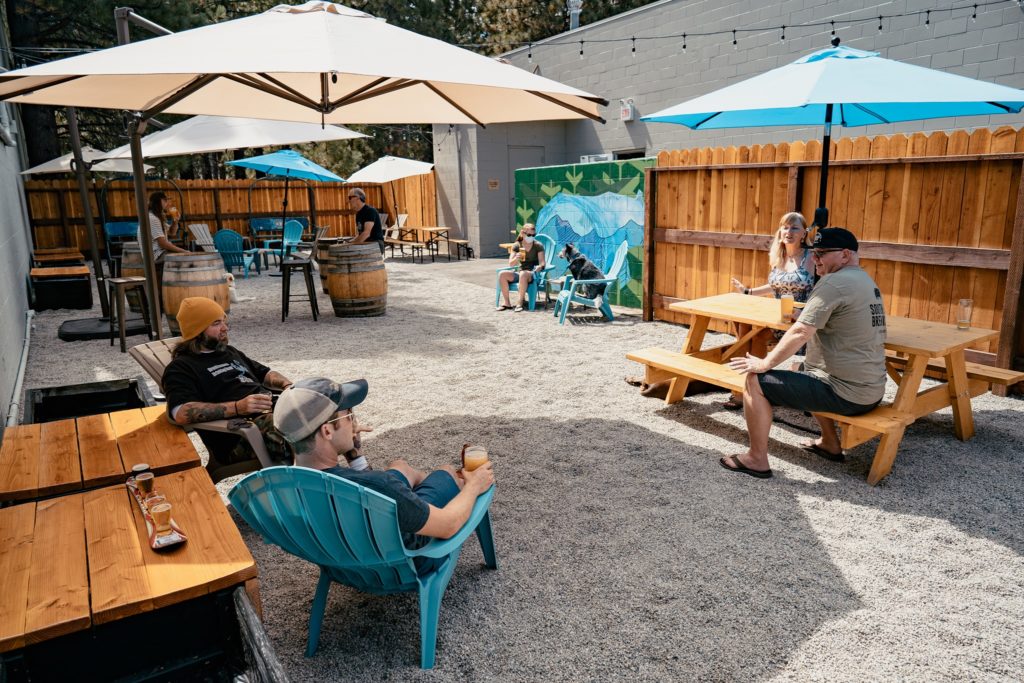 Pet-friendly outdoor patio at brewery in South Lake Tahoe