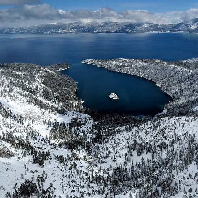 Emerald Bay from a helicopter