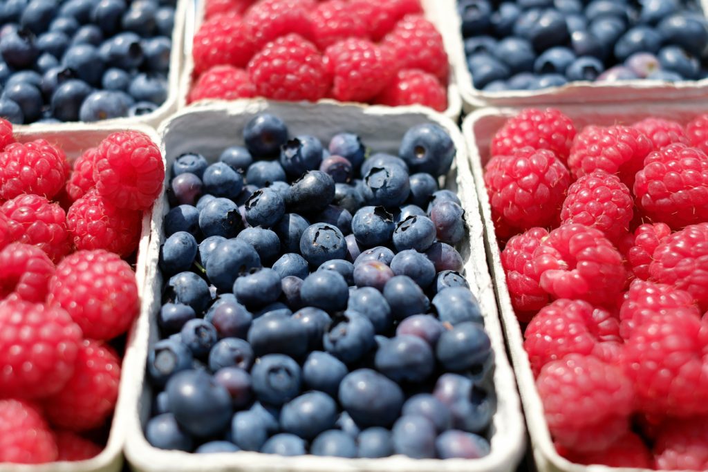 Baskets of organic berries