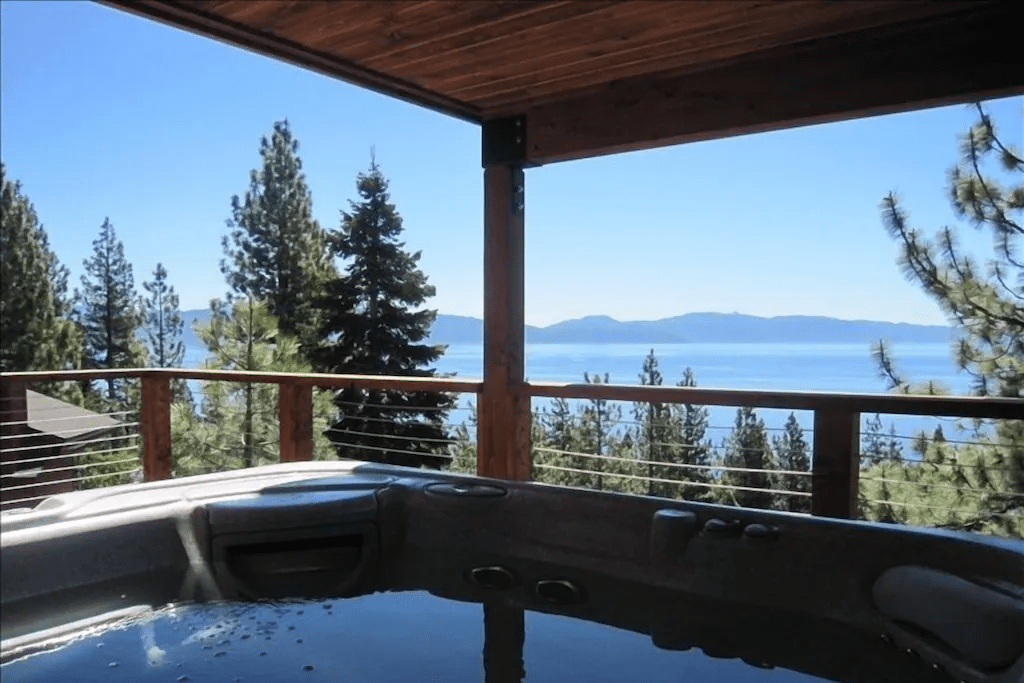 hot tub on tahoe city vacation rental deck